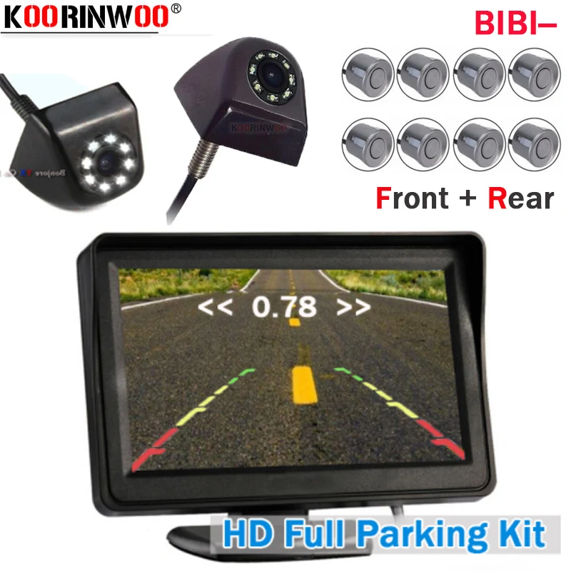 Koorinwoo Universal Digital Screen HD Car Parking Sensor Full kit Colorful Probes Rear Camera 4 Front Radar Monitor Detector | Автомобили