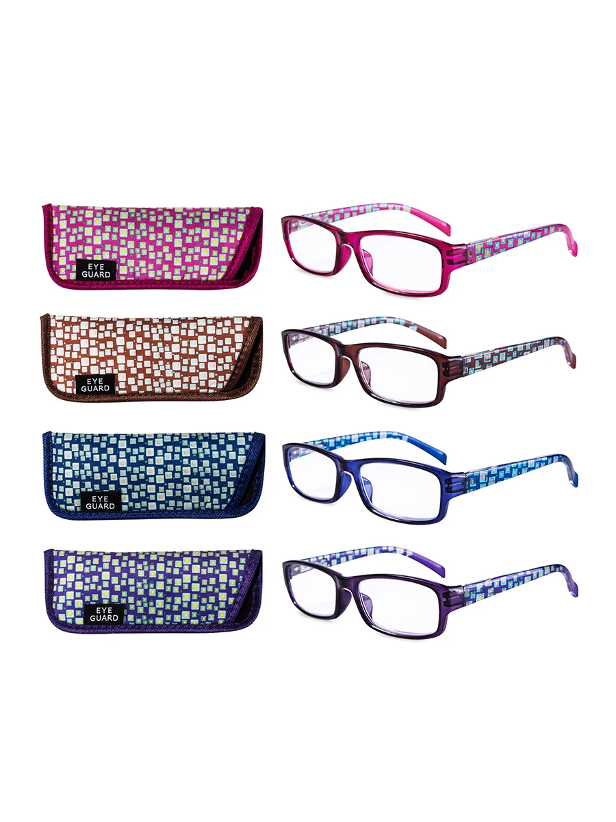 

EYEGUARD Reading Glasses 4 Pair Quality Spring Hinge Stylish Readers Fashion Women Glasses for Readers