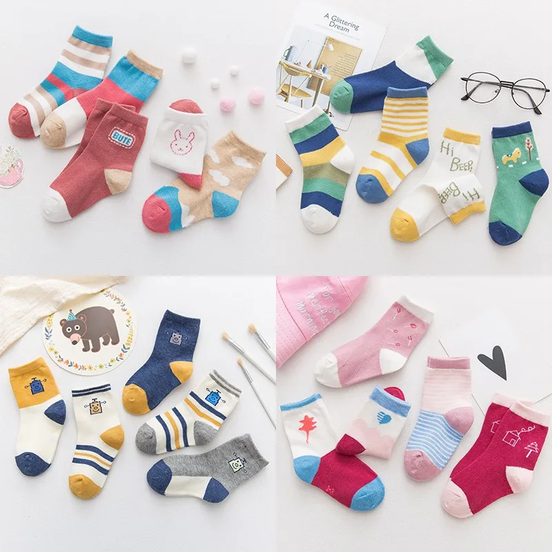 5Pairs/lot Infant Baby Socks Cartoon soft Baby Socks for Girls Cotton Newborn Boy Toddler Socks Baby Clothes Accessories