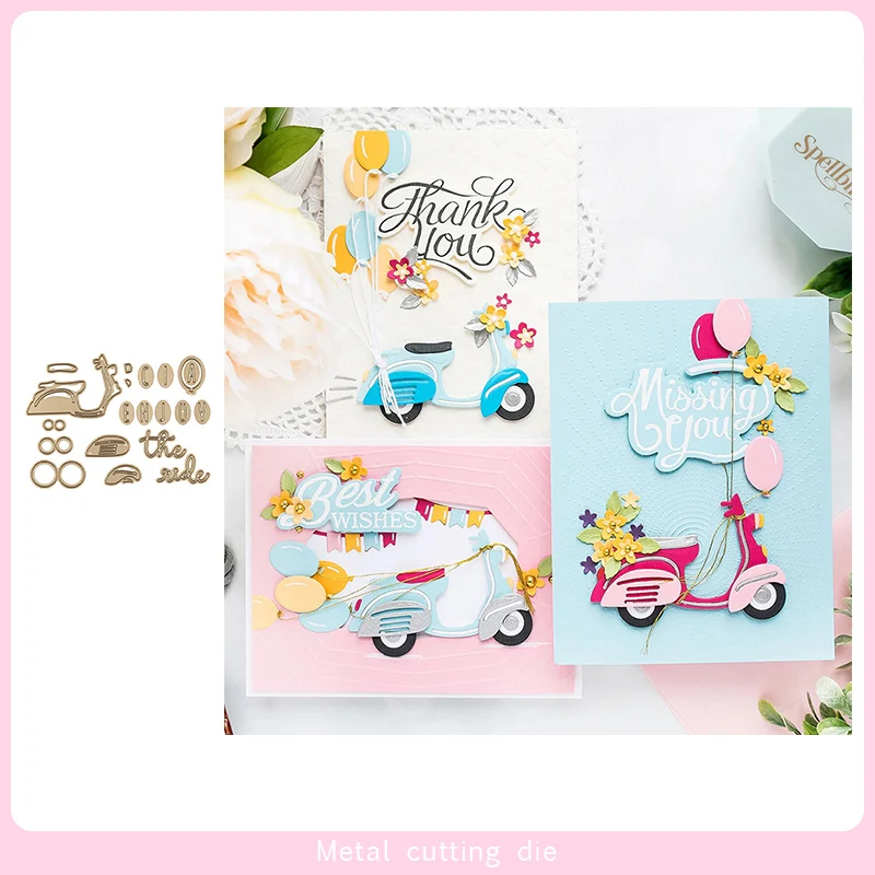 

Bicycle and Balloon set Metal Cutting Dies for DIY Scrapbooking Photo Album Decorative Embossing Paper Card Crafts Die Cut 2019