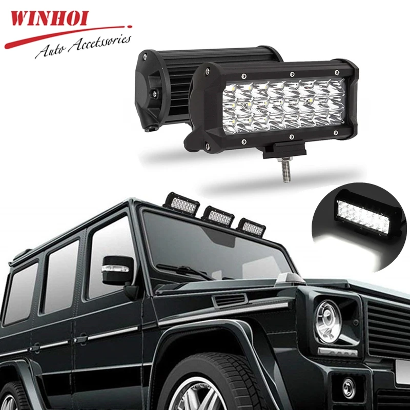 Светодиодный свет бар " 72 Вт 12/24V Универсальный 24Led автомобильной работы прямоугольная точечная лампа внедорожные лампы Водонепроницаемый для грузовиков, внедорожников, квадроциклов, наводненных лодка световой луч
