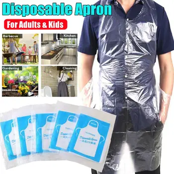 

100Pcs Multifunctional Aprons PE Waterproof Anti-oil Disposable Kitchen Cooking Apron Household Painting Dinner Protect Supplies