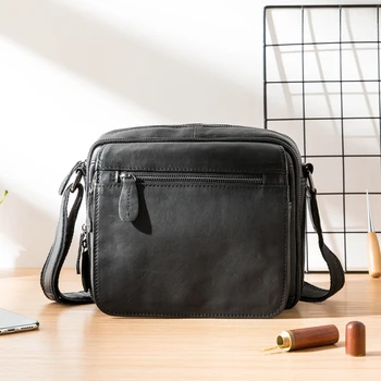 

New Shoulder Bag Men's Casual Leather Men Messenger Bag Head Layer Leather Bag Korean Version of The Diagonal Small Bag Female