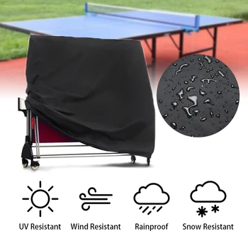 

165x70x185cm Outdoors Folding Ping Pong Table Cover Black Waterproof Anti-Dust Adjustable Ping Pong Table Protector Household
