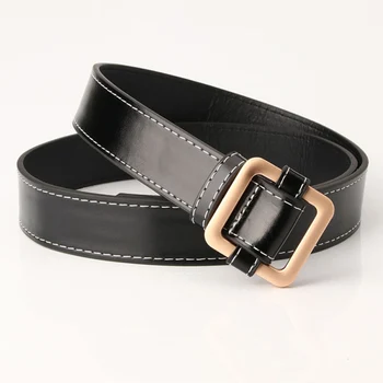 

Simple Belt Basic Wide Jeans Belts Metal Pin Buckle Dress Waist Straps Women Waistband Leather