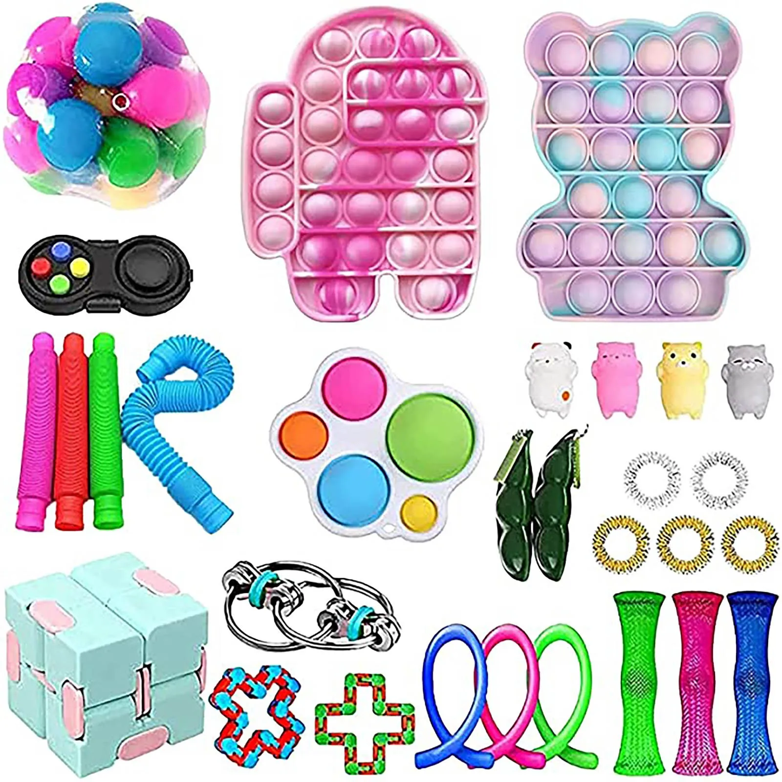 20/30pcs Funny Fidget Toys Set Anti Stress Strings Relief Pack Gift For Adults Children Figet Sensory Squishy Antistress | Игрушки и