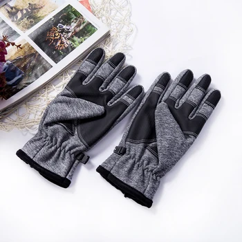 

Plus Velvet Ski Gloves Autumn Winter Warm Windproof Waterproof Anti-slip Thermal Touch Screen Gloves Zipper Cycling Equipment