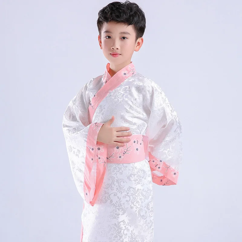 Boy Pink Set Детские традиционные китайский hanfu для девочек в стиле ретро, сказочные народные детские танцевальные костюмы одежда для сцены Восточный костюм Тан - Цвет: Boy Pink Set