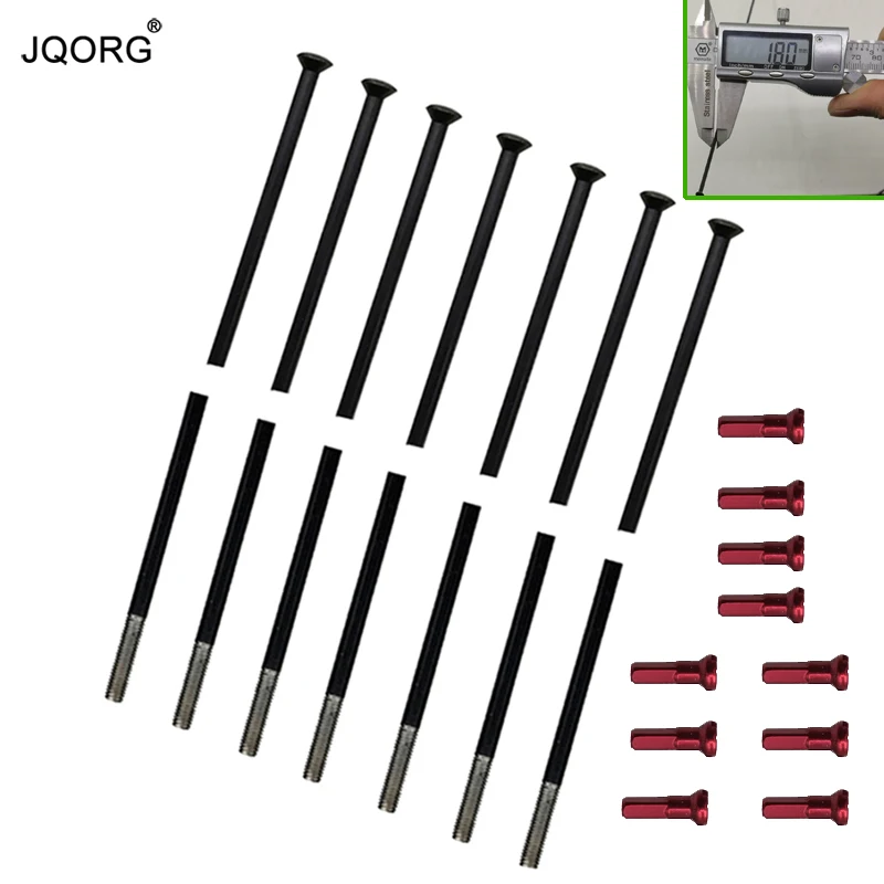 12 Pieces A Lot JQORG 15G Diameter 1.8mm Black Color Bike Spokes 304 Stainless Steel Straight Pull Cylinder Body Bicycle | Спорт и