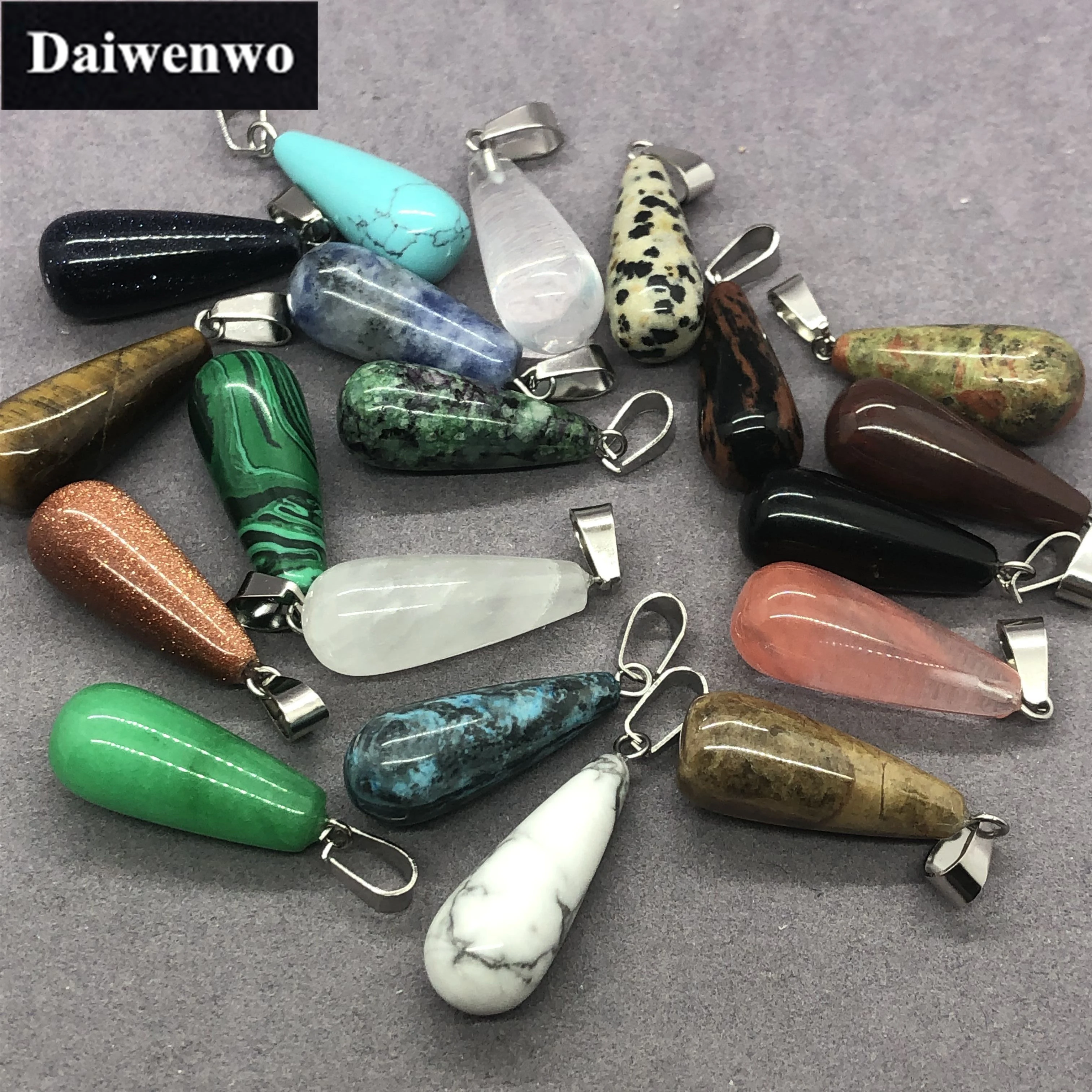 2 9 1cm Uzun Su Damlaciklari Kolye Dogal Tas Cam Kiraz Kuvars Turkuaz Nazarliklar Aliexpress