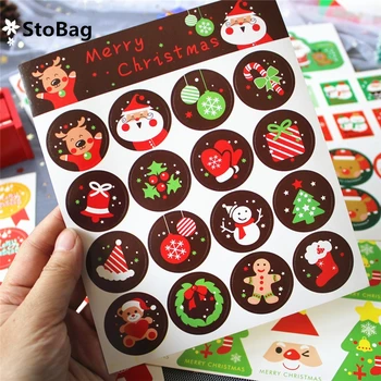 

StoBag 208pcs Dia 3cm Santa Claus Celebrate Sticker Round Paper For Handmade Cookies Box Decoration Seal Labels Party Gift