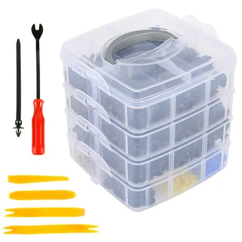 

650pcs Car Fastener Clip with Screwdriver Strap Remove Tool Door Trim Panel Auto Bumper Rivet Retainer Push Engine Cover Clips