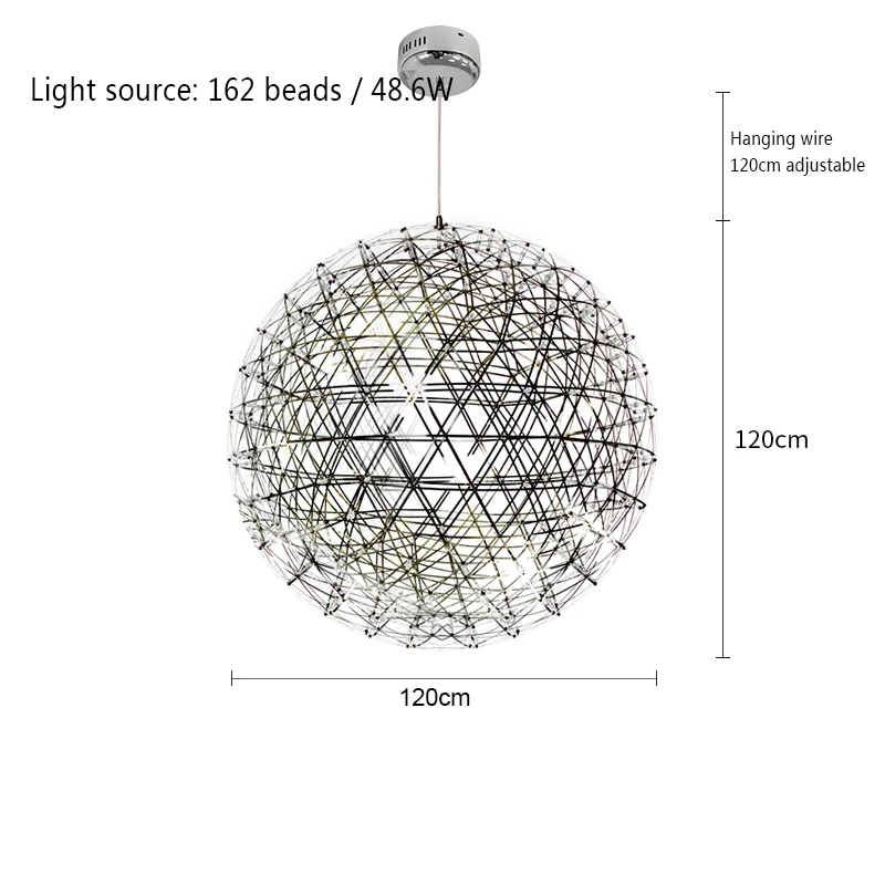 Современный из нержавеющей стали светодиодный подвесной светильник освещение Одуванчик шар подвеска лампа гостиная ресторан отель подвесной светильник - Цвет корпуса: 120cm 162beads
