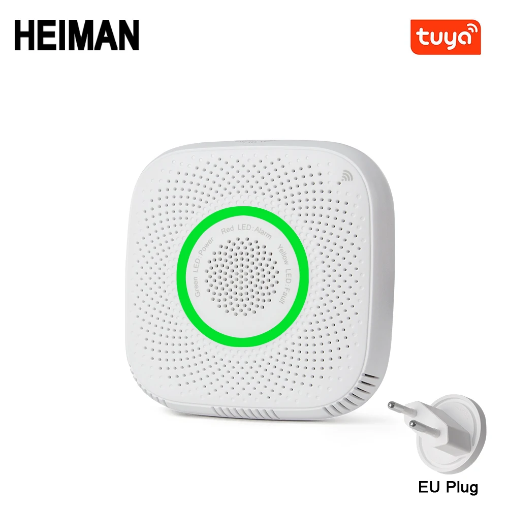 Tuya WiFi датчик утечки газа LPG сигнализация детектор пожарной безопасности приложение контроль безопасности умный дом датчик утечки - Цвет: EU PLUG