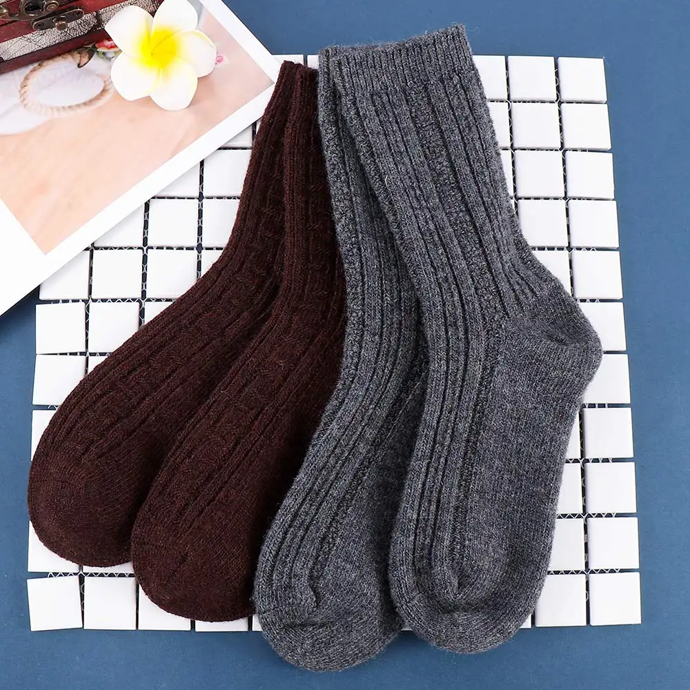 1 Pair Woolen Warm Thick Autumn Stockings Men Wool Socks Double Needle Sock Winter Socks High Quality New