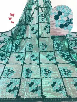 

embroiderd lace fabric CiCi-9.4201 with sequins beautiful Nigerian sequins lace fabric for party dress