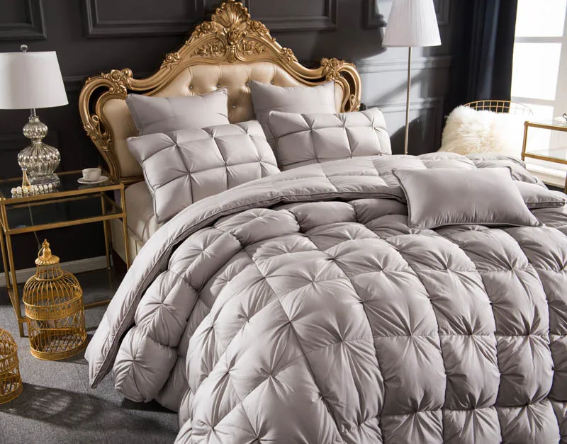 TUTUBIRD-серое роскошное пуховое одеяло с гусиным пухом, одеяло с французским хлебом, одеяло для зимы, теплое с наполнителем 2,7~ 4,9 кг