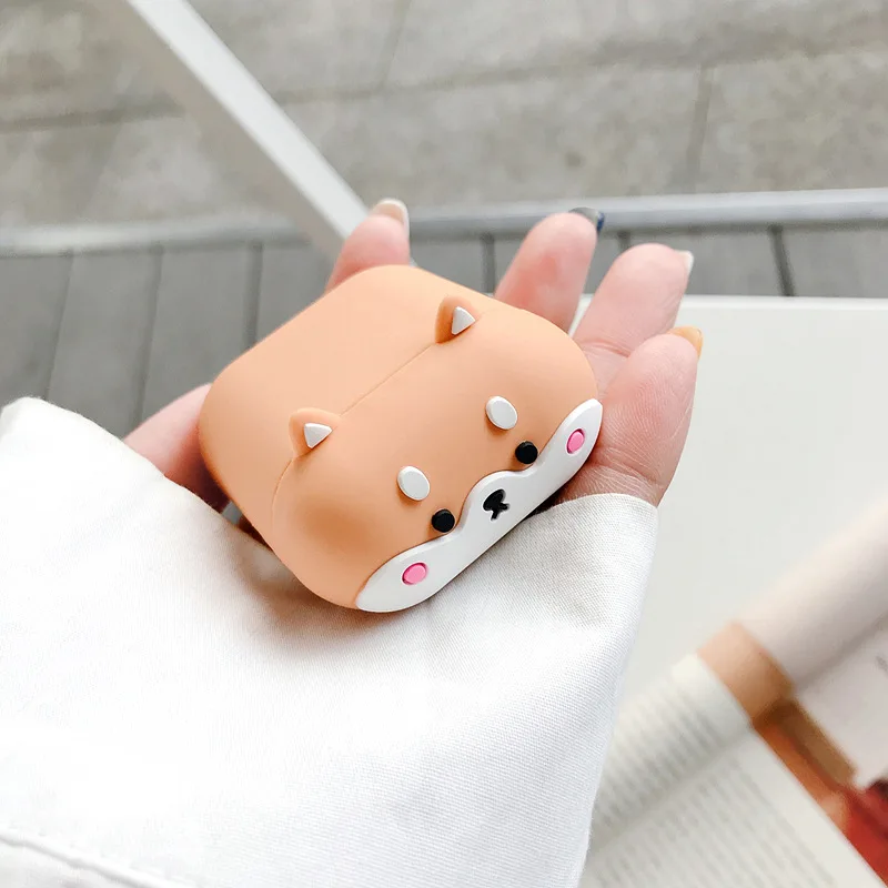 Силиконовый чехол с 3D рисунком милой Шиба ину собаки для AirPods 1/2 беспроводных