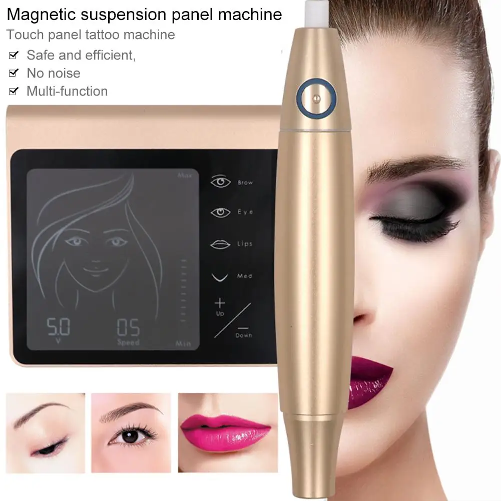 

Full Professional Touch Screen Tattoo Machine Pen For Permanent Makeup Eyebrows Lips Microblading DIY Kit With Tattoo Needle