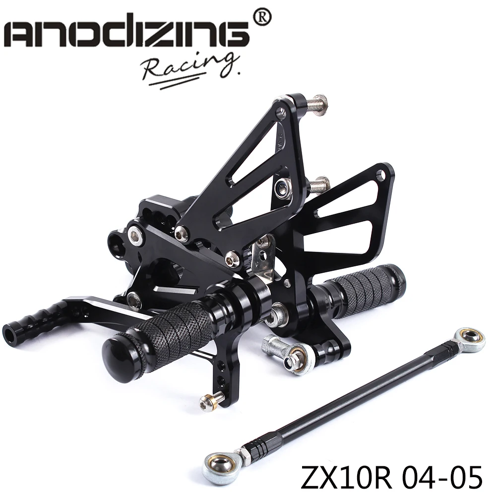 Full CNC Aluminum Motorcycle Adjustable Rearsets Rear Sets Foot Pegs For KAWASAKI ZX10R ZX-10R 2004-2005