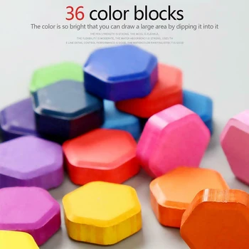 

36 Colors/set Watercolour Paint Solid Pigments Set With Brush Water Painting Pen Colorful Water Color Pigment Art Supplies