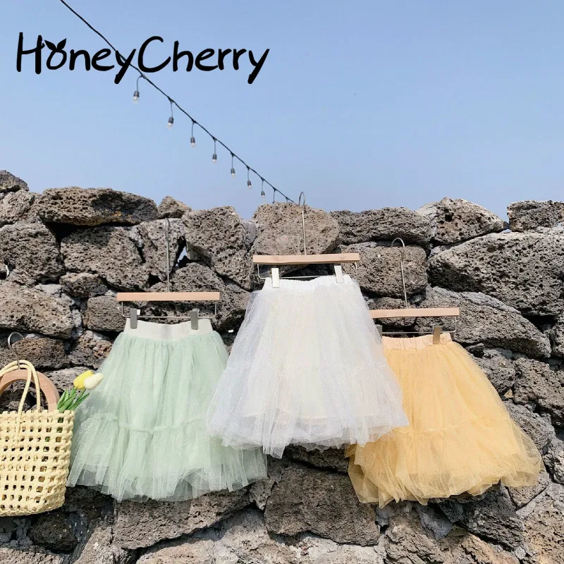 

Children's Short Skirt 2020 Spring New Half Skirt Children's Korean Sweet Mesh Girls Tutu Tulle Skirt Girls clothing