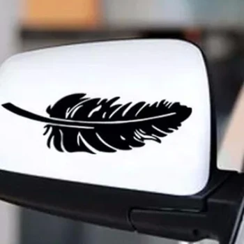 

1 Double Feathers Fashion Personality Car Rearview Mirror Stickers Scratch Protection Decals Decoration Black