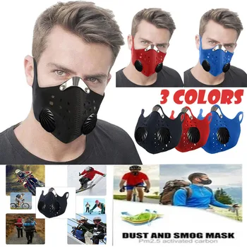 

IN STOCK Unisex Pollution Dust Face Cover Washable Reusable Mask with Activated Carbon filters Breath Cycling Dust Masks