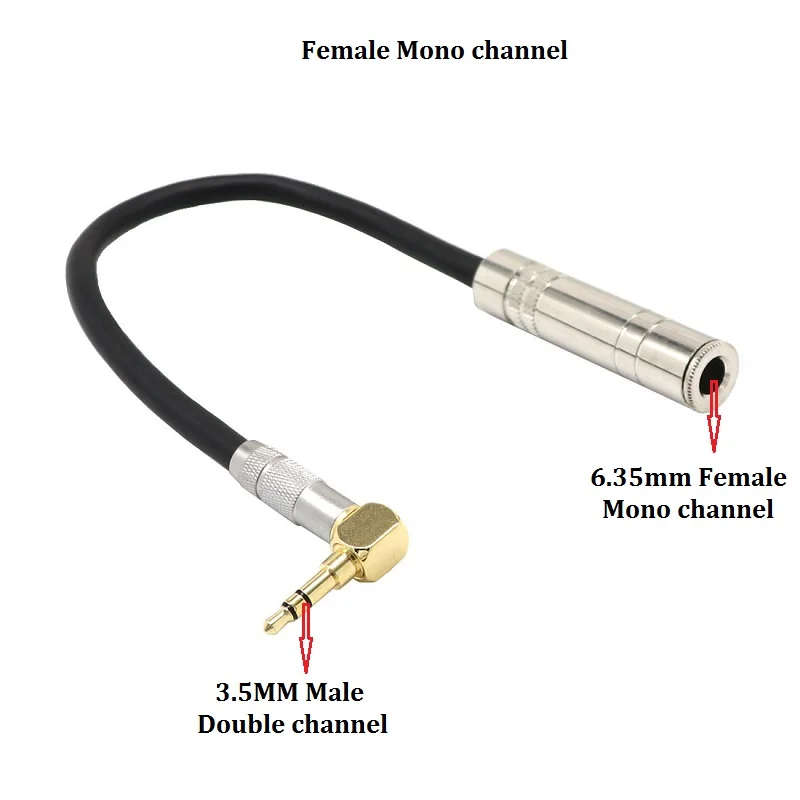 Позолоченный 90 градусов угол 3,5 папа до 6,5 мама микрофон аудио линия аудио сигнала передачи линии гибкий кабель - Цвет: Mono channel