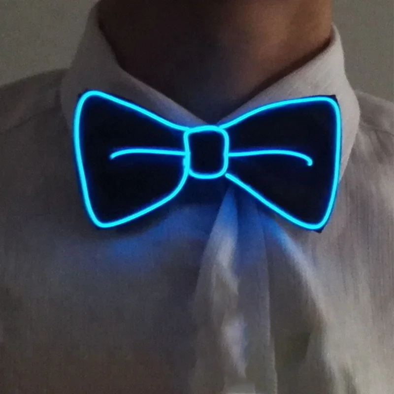 

Fashion Men LED EL Wire Necktie Luminous Neon Flashing Light Up Bow Tie for Club Cosplay Party Decoration