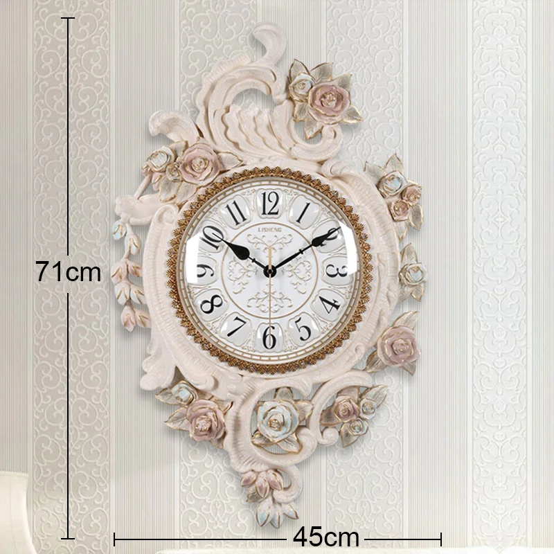 Large Circular Three-dimensional Carving Wall clock Flower Quartz Clock Z1203-4  