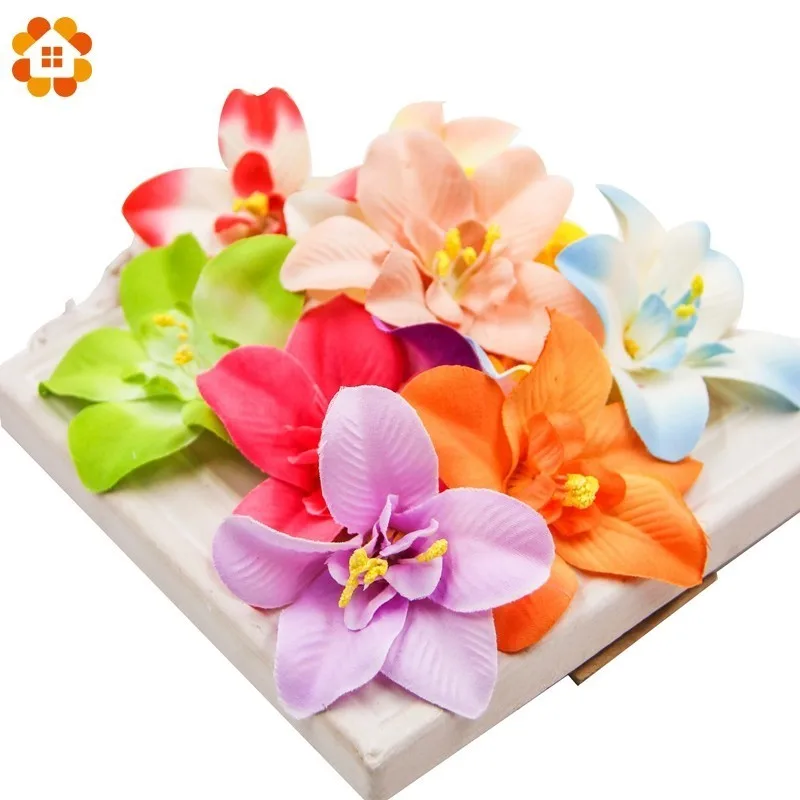 10pcs/lot 7cm Silk Orchid Artificial Flower Head For Wedding Decoration DIY Wreath Gift Scrapbooking Craft Fake Flowers | Дом и сад