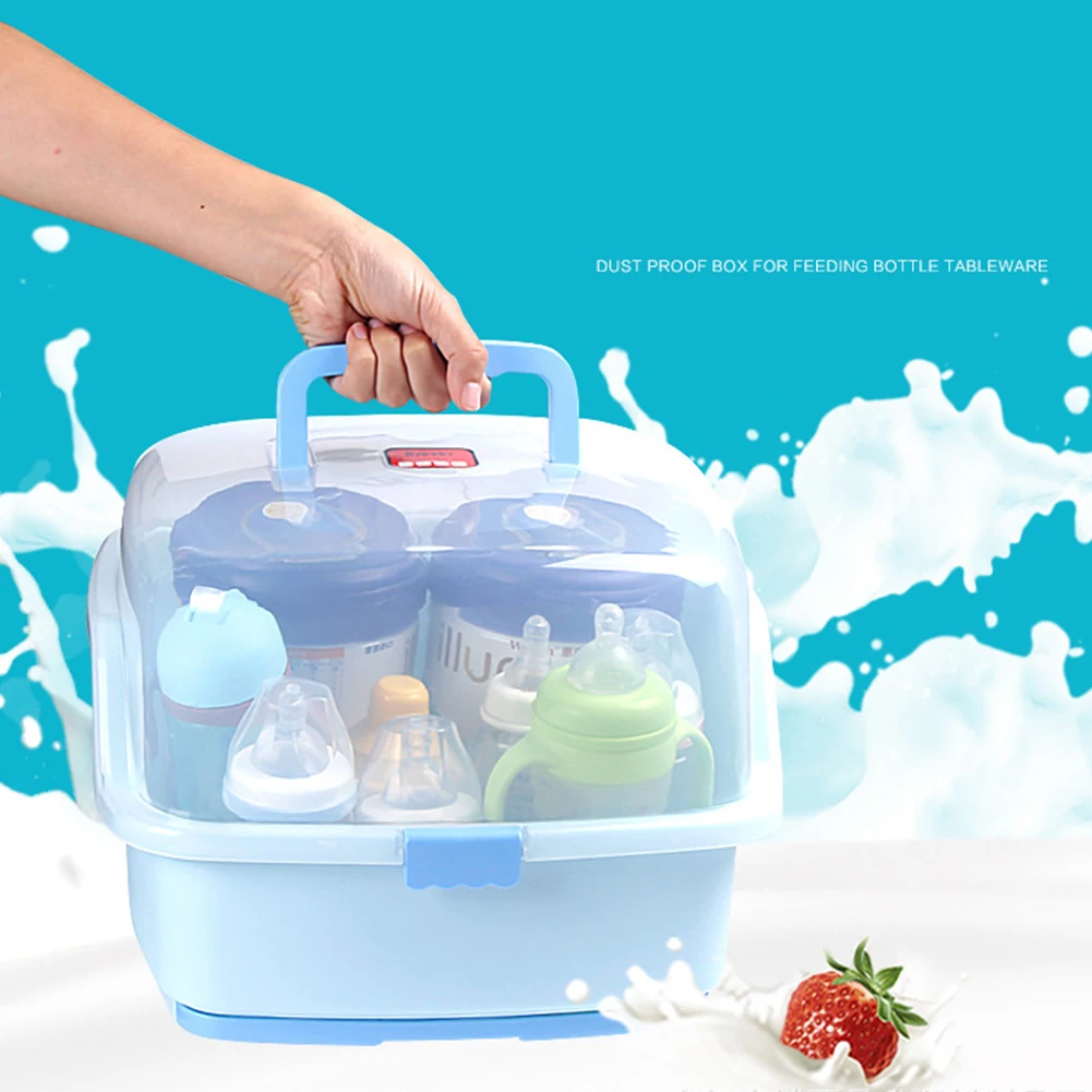 

Feeding Nipple Bottle Rack Container With Cover Drying Nursing Baby Box Portable Storage Shelf Dinnerware Organizer Anti Dust