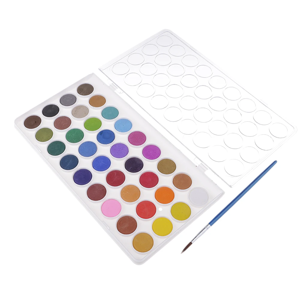 36 Colors Watercolor Pan Set, Vibrant Color Art Watercolor Paint Set with Brush, Easy to Blend Colors, Perfect for Kids Adults