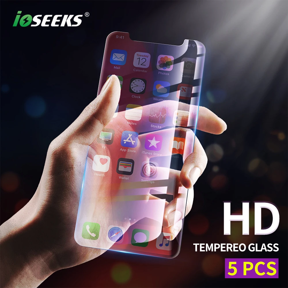 

[5 Pack] Tempered Glass For iPhone 11 Pro X XS XR XS Max Screen Protector Glass On For iPhone 8 7 6 6s 5s Screen Protective Film