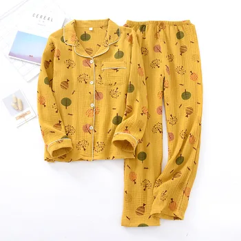 

Spring summer new women pajamas sets v-neck long sleeve pants sleepwears cotton printed pyjamas sets for women M-XL