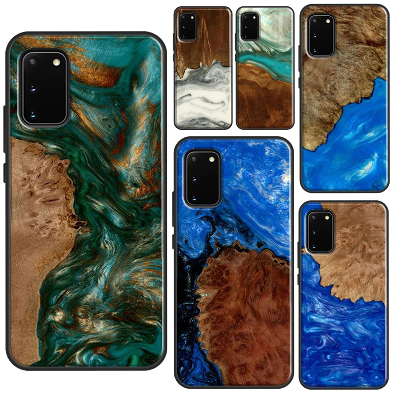 Wood Resin Pattern Phone Case For Samsung Galaxy S20 FE S21 Ultra Note 20 10 S8 S9 S10 Plus S22 Ultra Cover