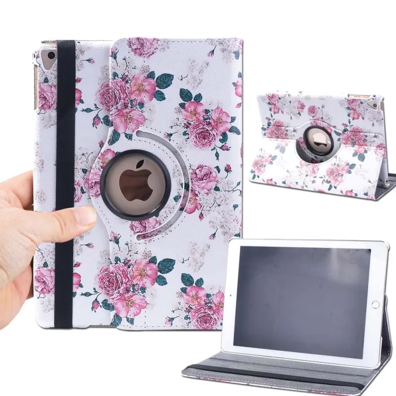 KK& LL для iPad 5th Gen 6-го поколения 9,7 дюймов-планшет вращающийся на 360 ° с автоматическим пробуждением сна Кожаный чехол-подставка