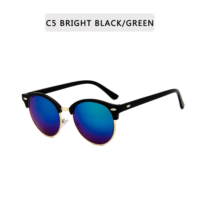 Ретро солнцезащитные очки с половинной оправой для мужчин и женщин брендовые дизайнерские полуоправы солнцезащитные очки Классические винтажные Oculos De Sol UV400 - Цвет линз: C5