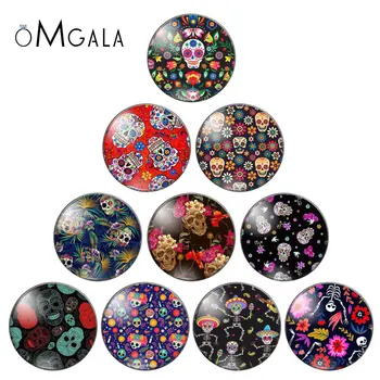 

Flower Candy Sugar Skull Skeleton Bride Image Glass Gems Cabochon Dome Demo Flat Back DIY Halloween Jewelry Accessories