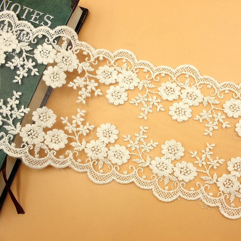 Lace Fabric 2yards/lot White Black Embroidered Gauze 12CM