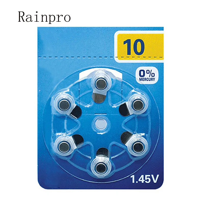 Батарейка для слухового аппарата Rainpro 6 шт./лот A10 P10 S10 ZA 10 PR536 Zinc Air 1 45 V | Электроника