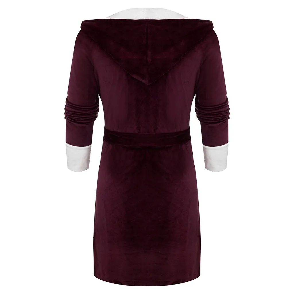 womens pajamas sleepwear Women Winter Plush Lengthened Shawl Bathrobe Home Clothes Long Sleeved Robe bathrobe women#4