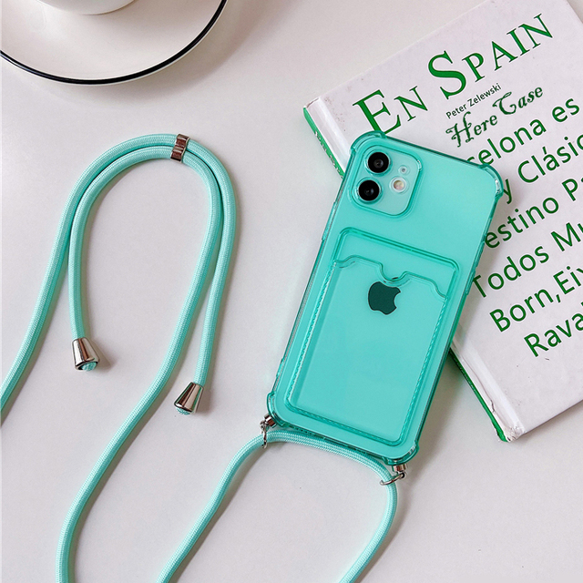 Lanyard Hang Strap+Card Holder Case For Xiaomi Redmi 9T Note 10 Pro 9s Note 8 POCO X3 NFC Shockproof TPU Wallet Cover