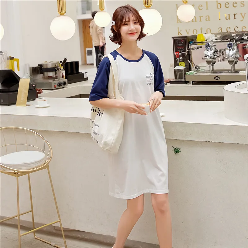 

8375 Postpartum Maternity Clothes Nursing Summer Wear Short Sleeve Nursing Dress Loose And Plus-sized Casual Nursing T-shirt Dre