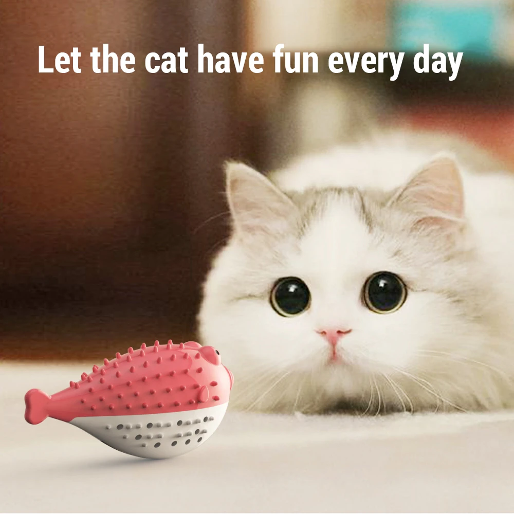 Cute Pet Cat Toothbrush Toy Fish Shape Catnip Flavor Silicone Molar Stick Teeth Cleaning Toy For Cats Kitten 4