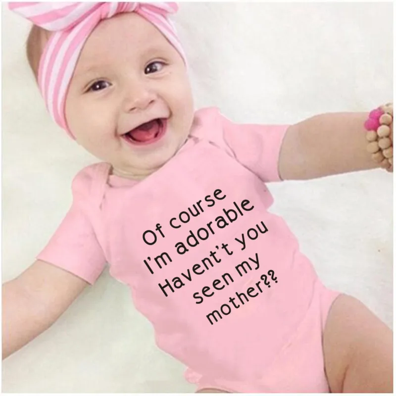 Забавный детский комбинезон с надписью «I'm Adorable have't You Seen My Mother»; хлопковый комбинезон с короткими рукавами для маленьких мальчиков и девочек; ползунки Детский комбинезон; боди; одежда для малышей