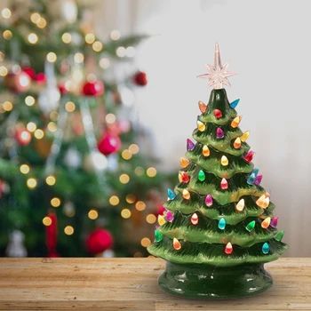 

Christmas Nostalgic Cake Tree Colorful Light Luminous Ceramic Christmas Tree Christmas Ornament Decoration P7Ding