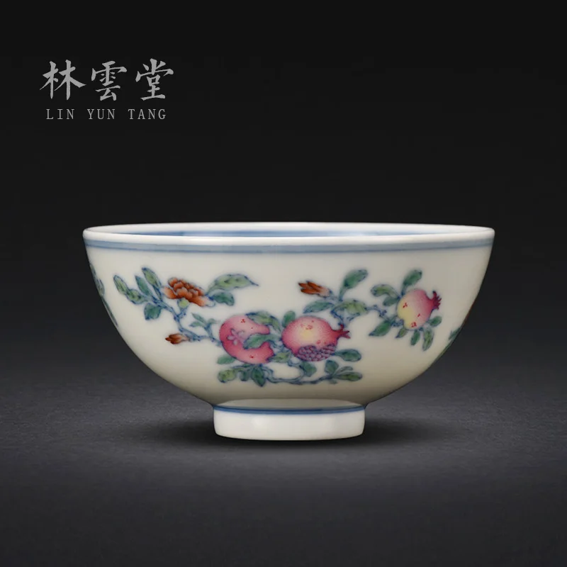 

Bucket color sanduo Lin Yuntang jingdezhen ceramics masters cup cup full manual hand-painted tea