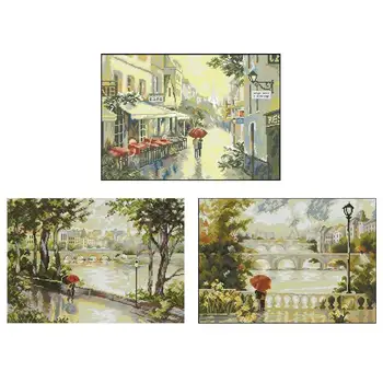 

Lovers in the rain Patterns Counted Cross Stitch 11CT 14CT 18CT DIY Chinese Cross Stitch Kits Embroidery Needlework Sets